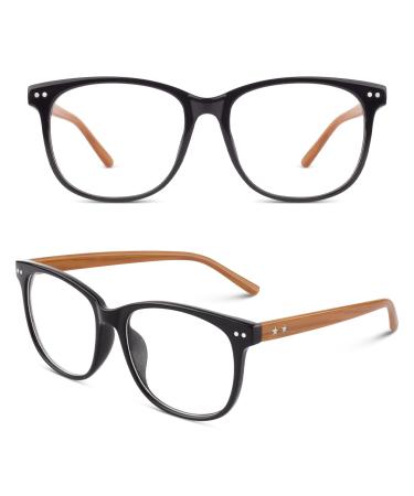 Happy Store CN81 Large Oversized Bold Frame UV 400 Clear Lens Horn Rimmed Glasses Black Brown Transparent