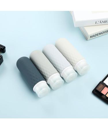 Gemice Travel Bottles for Toiletries CAA Approved 90ml Silicone Travel Bottles BPA Free Leak Proof Squeezable Travel Size Containers Travel Accessories for Shampoo Conditioner Lotion (4 Pack) Grey - Buy Online on SooperMarket.com