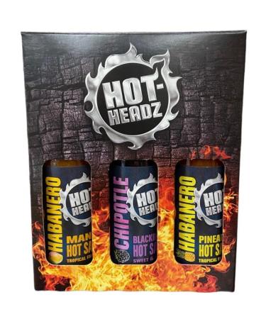 Hot Headz - Fruity Hot Sauce Gift Set Including 3x 148ml Hot Chilli Spicy Sauces. Selection Box For Any Dishes and Snacks. All Natural Flavours Ideal As A Marinade And For Dipping.