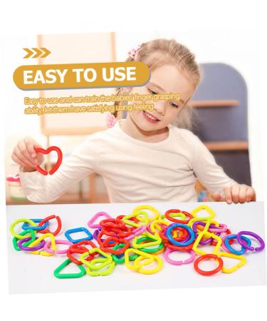 Ibasenice 175 PTH Geometric Chain Buckle Baby Rings Toy - 5 Colorful Toddler Chain Play Set for Crib 5.5x5.5cm - Buy Online on SooperMarket.com