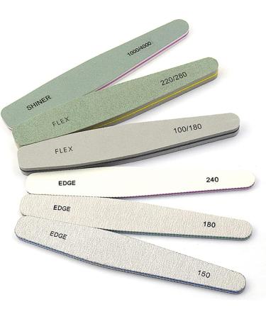Professional Nail File Set Double Sided Grit 100/150/180/220/240/280/1000/4000 Buffer Emery Board Manicure Tools For Nail Grooming and Styling Acrylic Gel Nail Buffer File Block Nail Polisher 6 Pcs - Buy Online on SooperMarket.com