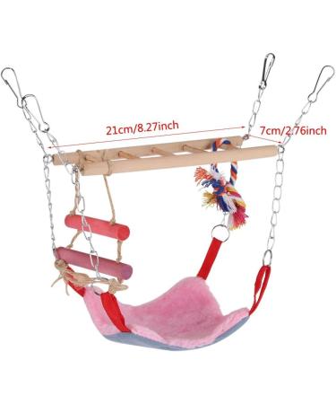 Parrot Swing Ladder Pets Birds Climbing Toy Wood Ladder Warm Hammock Cotton Rope Cage Hanging Decor for Small Animals Ferret Parrots Rat Hamster (Pink) - Buy Online on SooperMarket.com