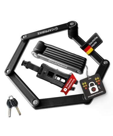 Capribike-compact bicycle lock-folding lock with bracket-robust & durable-folding lock bike-folding lock-including 2x KB24 key 1x BK059-1 bracket 2x Velcro fasteners