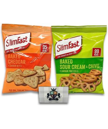 AETN Creations Slim Fast Crisps Bundle Pack of 14 with 7 Cheddar Bites 7 Sour Cream and Chive plus AETN Magnet and Meal Planner Nutritious Snacking - Buy Online on SooperMarket.com