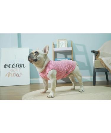 Sychien Combed Cotton Dog Shirt | Soft Cool Tee for Large Bulldogs | Pink & Rose Striped | XL Size - Buy Online on SooperMarket.com