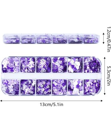 Nails compatible with Machine for Acrylic 12 Grid Long Box Mixed Purple Nail Enhancement Sequins Ornaments Butterfly Small Plums Sequins Candle Glitter 1 count (Pack of 1) Purple - Buy Online on SooperMarket.com
