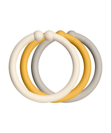 BIBSS LOOPS 12-Pack | BPA-Free Food Safe Teething Toys | Ivory Honey Bee Sand | 0-36 Months - Buy Online on SooperMarket.com
