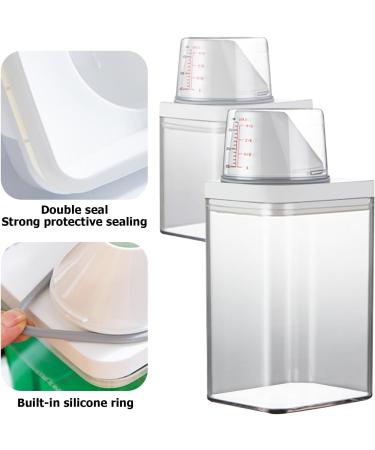 WANDGU Airtight Detergent Dispenser with Doser: 2 Pieces Reusable Washing Powder Dispenser Detergent Box Airtight Washing Powder Container White 1100 ml + 700 ml - Buy Online on SooperMarket.com