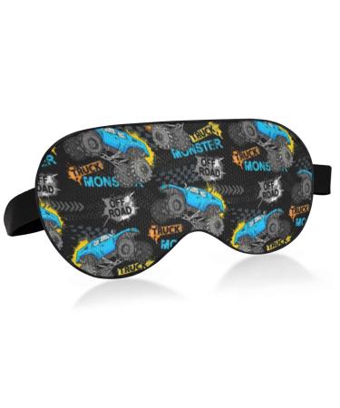 Blue Truck Car Trace of Tire Drive and Speed on Black Eye Masks Cover Blocks Light Sleep Mask Shade Cover Blindfold Eyeshade Cover with Adjustable Head Strap for Men Women Kids 8.5x6x0.4 Inch Multi 6