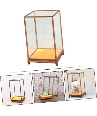 ORFOFE Box Wood Carving Glass Cover clear display stand buddha display stand Display Accessory toy shelf 17x12cm Assorted Color - Buy Online on SooperMarket.com