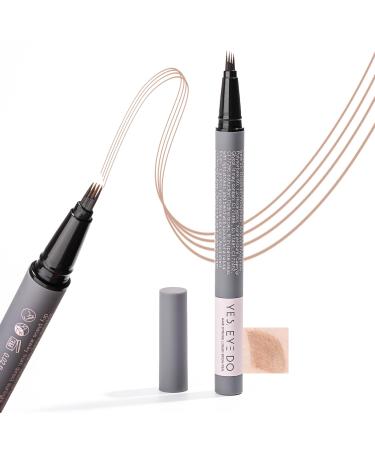 Light Taupe Eyebrow Pencil for Older Women with Blonde or Gray 4-Tip Microblade Eyebrow Pen Long-lasting and Smudge-Proof Eyebrow Enhancer for Flawless Makeup YES.EYE DO(Golden Caramel-Light Taupe)