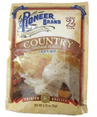 Pioneer Country Sausage Flavored Gravy Mix - Makes 2 Cups Per Packet - Net Wt. 2.75 OZ (78 g) Each - Pack of 3 Packets