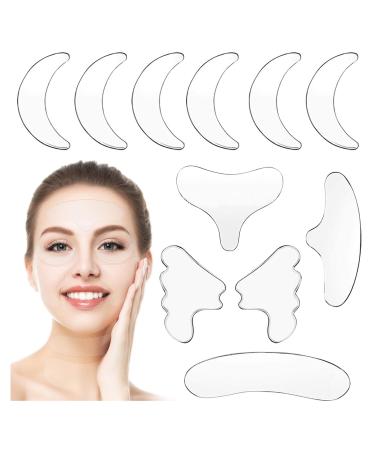AWAVM 11 Pieces Reusable Silicone Face Patches Chest Wrinkle Pads Silicone Neck Decollete Anti Wrinkle Patches Pad Forehead Face Pad Set Cleavage Pad Eye Cheek Stick Valentine's Day Gift