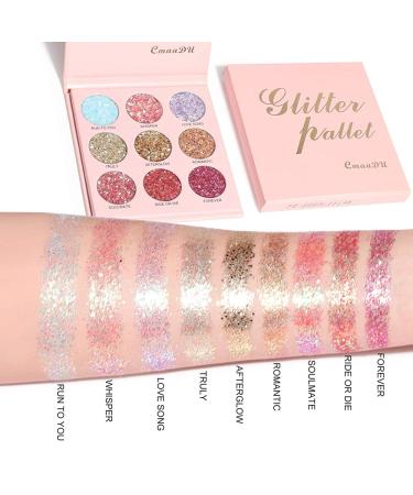 Yeweian 9 Colors Glitter Eyeshadow Palette - Diamond Shimmer High Pigmentation | Waterproof & Long-Lasting Makeup Palette - 03 - Buy Online on SooperMarket.com