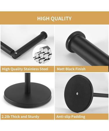 LAYUKI Free Standing Toilet Paper Holder in Matte Black Stainless Steel - Rustproof Bathroom Tissue Roll Stand - Buy Online on SooperMarket.com