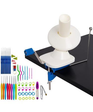 Yarn Ball Winder for Knitting Hand-Operated, Manual Wool Winder Holder for Swift Yarn Fiber String Ball, 4 Ounce Capacity, Knitting Needles Set Included
