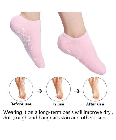 Moisturizing Socks with Heel Gel | Callus Treatment Spa Socks - 2 Pairs of Soft Silicone Cotton Gel Sleeves for Cracked Feet - Blue & Pink - Buy Online on SooperMarket.com