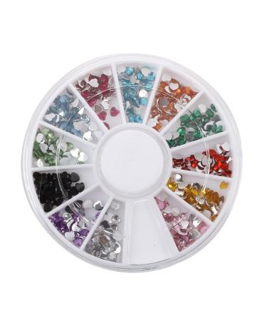 Peowuieu 300 Pieces 2 mm 12 Colours Nail Art UV Acrylic Lace Rhinestone Wheel