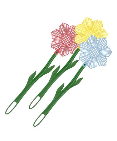 Westmark 3 fly swatters in flower shape plastic flower green/assorted colors 509522E3 standard 3 pieces