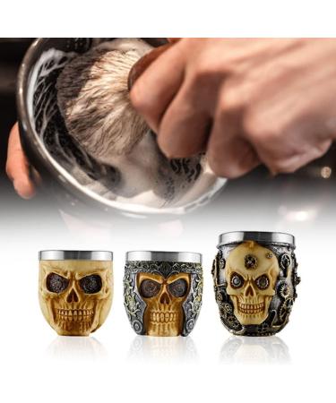 Stainless Steel Shaving Bowl Soap Cup for Foaming | Beard Brush Shaving Mug Skull Design - Buy Online on SooperMarket.com