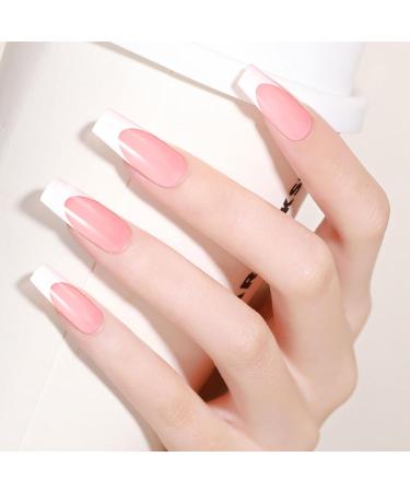 360 Pieces French Tip False Nails - Acrylic Full Cover Press-On Long Nail Tips | Nude Color Fake Nails for Women & Girls | Nail Art Manicure Decorations - Buy Online on SooperMarket.com