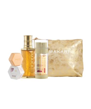 MAKARI Acne Care 3-Piece Gift Set | Skin Care Kit With Repairing & Clarifying Serum Sulfur Soap and Complexion Booster Plus Free Makeup Bag Ideal for All Skin Types Natural Skincare Gifts for Women