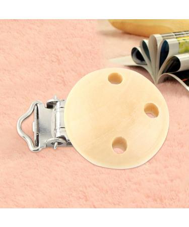 10Pcs Cute Round Wooden Baby Pacifier Clips - Natural Infant Nipple Clasps with 3 Holes | International Shipping - Buy Online on SooperMarket.com