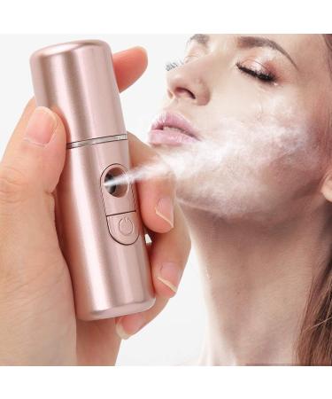 Nano Mist Sprayer USB Rechargeable Handheld Face Humidifier Sprayer Portable USB Face Humidifier SkinCare Moisturizing Hydrating Face Humidifier Sprayer Beauty Tool (Rose Gold)