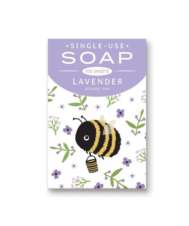 Single-Use Soap Sheets by Studio Oh! - 100-Count - Buzzy Bee - Portable Hand Washing Soap Sheets in Lavender for On-the-Go Hand Cleaning - Add to Pocket, Purse, or Travel Bag