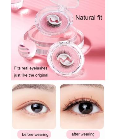Reusable Self-Adhesive Eyelashes Wispy Fake Eyelashes Natural Look Fluffy Curling Long Eyelashes No Glue/Eyeliner/Magnet Needed Waterproof and Easy to Put on - Buy Online on SooperMarket.com