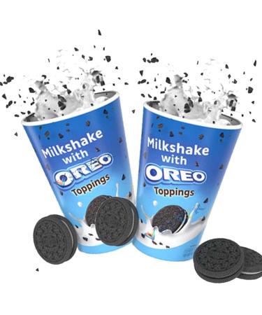 2 x Oreo Milkshake with Small Crushed Oreo Cookie Pieces Toppings 200ml