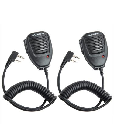 BAOFENG 2 Pack Original UV-5R Mic for Ham Radio Shoulder Speaker Mic Compatible with BaofengBF-F8HP UV-5R UV-5R Plus GT-3 BF-888s can be Used as Police Walkie Talkie Two Way Radio Accessories Black-2Pack
