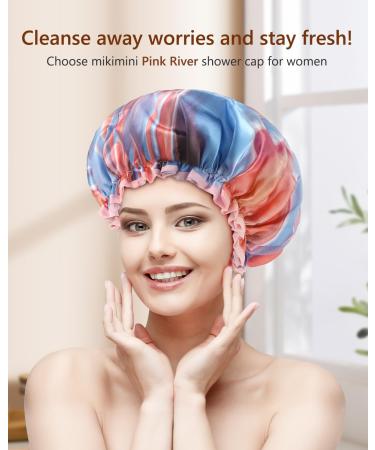 Mikimini Large Waterproof Shower Hood for Long Hair - 2-Pack XL Pink | Fashionable & Reusable - Buy Online on SooperMarket.com