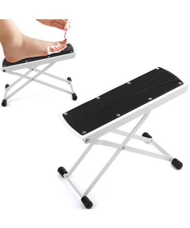 Pedicure Foot Rest, Non-Slip Home Beauty Footrest for Easy-at Home Pedicures, 6 Heights Adjustable Sturdy Manicure Foot Rest Treat Your Feet No More Bending or Stretching White
