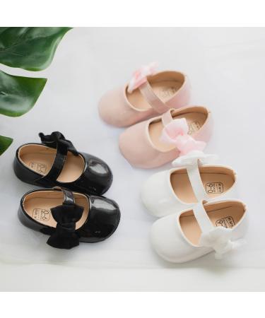 Sonsage Infant Baby Girls Bowknot Mary Jane Princess Flats | Anti-Slip Sole | Wedding Dress Shoes | 6-12 Months | Black - Buy Online on SooperMarket.com