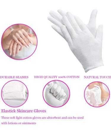 100% Cotton Eczema Gloves - 1 Pair White Moisturizing Gloves for Dry, Sensitive Skin - Premium Quality for Spa Therapy and Cosmetic Inspection - Buy Online on SooperMarket.com