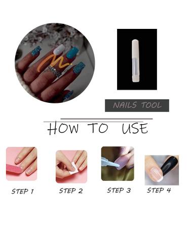 MISUD Short Square Press on Nails - Glossy Summer Blue Acrylic Nails | 24 pcs Squoval DIY False Nails with Bling Glitter Design - Buy Online on SooperMarket.com
