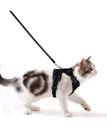 Cat dishes with a leash breakproof cat leash set adjustable soft kitten vest with reflective stripes breast dishes for small kitten (black XS) black XS