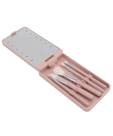 Rotating and Folding Makeup Brush Set with LED Mirror Built In Brush Storage for Makeup Application Eyebrow Grooming and Application at Home Dorms and Travel