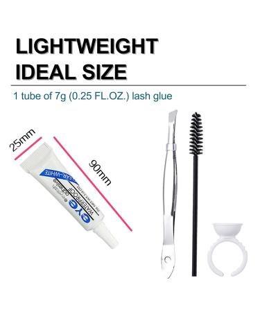 Clear Eyelash Extension Kit with Fast Drying Glue - Waterproof & Strong Hold - Includes Tweezer, Brush, and Glue Ring - 7g - Buy Online on SooperMarket.com