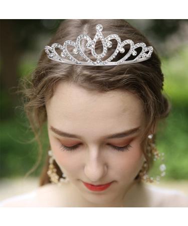 6Pcs Girls Crystal Tiara Crown Set - Silver Rhinestone Bride Headband for Birthday, Wedding, Prom - Women's Hair Accessories for Costume Parties - Buy Online on SooperMarket.com