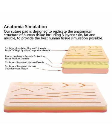 Suture Practice Pads 3 Layer with 14 Wounds - 5x7 Suture Practice Kit for Medical Training by Students and Veterinarians - Buy Online on SooperMarket.com