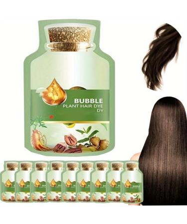 Natural Plant Hair Dye 10ml 10Packs/Box Bubble Hair Dye Shampoo Natural Plant Hair Shampoo Dye for Grey Hair Coverage Bubble Plant Hair Dye Chestnut Brown
