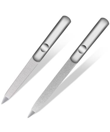 Nail Files-Metal Nail File Professional Double Sided Nail Files for Natural Nails Stainless Steel Nail File for Fingernails Toenails Fingernail File Diamond Nail Files for Home Salon Travel Use