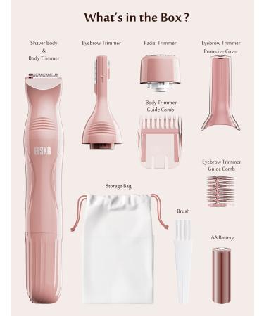 EESKA 3 in 1 Bikini Trimmer for Women - Cordless Electric Lady Razor for Legs, Arms, and Bikini - IPX7 Waterproof - Wet & Dry Use - Painless Hair Removal - Pink - Buy Online on SooperMarket.com