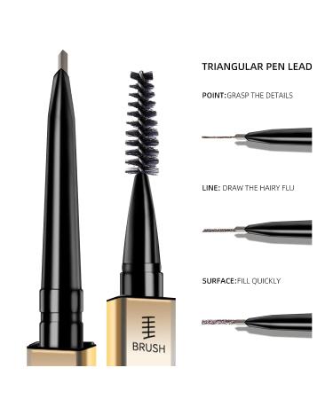 3 PCS Waterproof Long-Lasting Dark Brown Eyebrow Pencil Set - Natural Brow Makeup | Ultra Slim Defining Pencils 3pcs - Buy Online on SooperMarket.com
