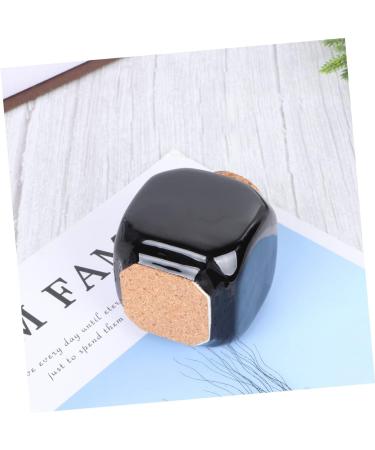 PLAFOPE Medicine Cup Liquid Powder Container Cork Jar Wooden Cap Ceramic Lid Clear Dappen Makeup Containers Art Small Travel Pill Container Practical Empty Bottle Nail Bamboo Accessories 7.50X5.50X5.50CM Black - Buy Online on SooperMarket.com