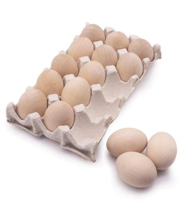 15Pcs Unpainted Wooden Fake Easter Eggs for Children DIY Game Kitchen Craft Adornment Wood Eggs for Encouraging Hens to Lay Eggs 15 Wood