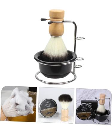 Beavorty Shaving Foam Bowl & Badger Brush Set - Essential Men's Grooming Kit for Travel | Black 12x8.5cm - Buy Online on SooperMarket.com