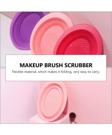 Makeup Brush Scrub Pad Portable Washing Tool Scrubber Brush Cleaner Tool Makeup Brush Cleaning Pad Foldable Bowl Cleaning Tools Folding Silicone Bowl Travel Bowl Silica Gel Make up - Buy Online on SooperMarket.com
